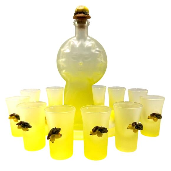 Vintage Italian Dal Santo Limoncello One-of-a-Kind 14PC Decanter/Tray/12 Glasses - Picture 6 of 16